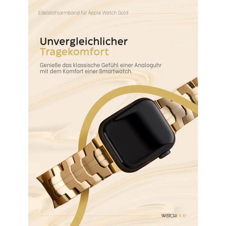 Edelstahlarmband für Apple Watch Gold Höchste Qualität Verstellbar Langlebig und stilvoll - Watchoop - Hergestellt in Europa - Schneller