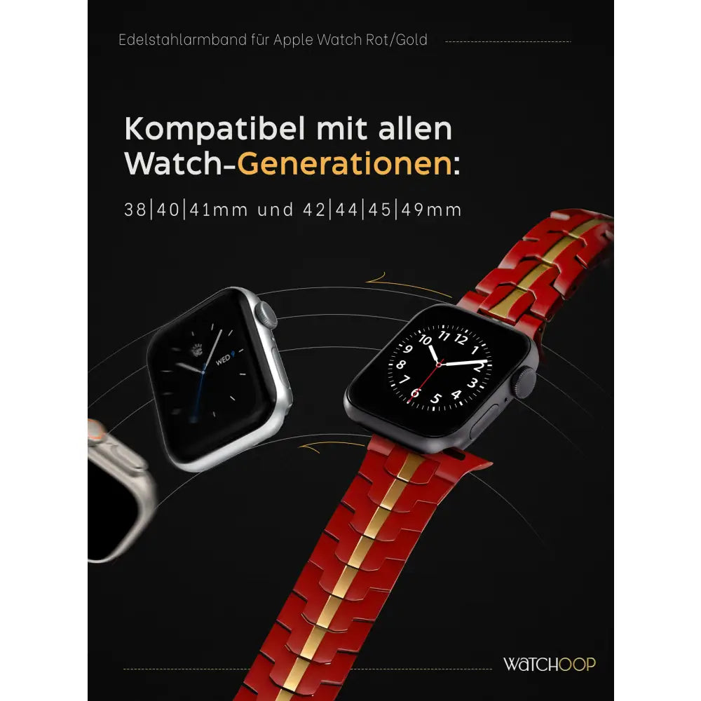 Edelstahlarmband für Apple Watch Höchste Qualität Verstellbar Langlebig und stilvoll - Watchoop - Hergestellt in Europa - Schneller